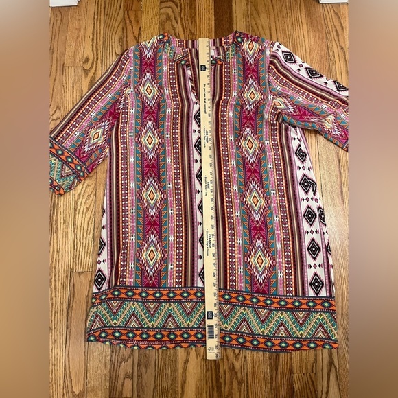Women’s Aztec Pullover Dress V neck Long Sleeves Size L - Picture 8 of 8